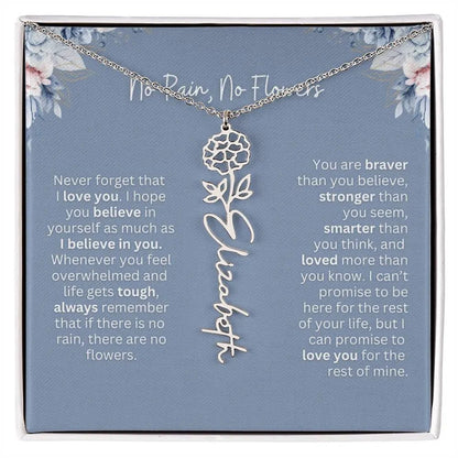 No Rain - No Flowers | Birth Necklace | Name Necklace | Custom Gift from Dad to Daughter and Bonus Daughter