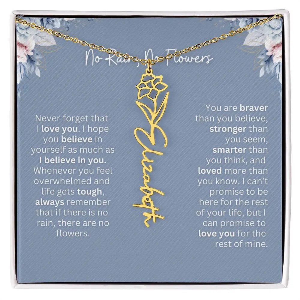 No Rain - No Flowers | Birth Necklace | Name Necklace | Custom Gift from Dad to Daughter and Bonus Daughter