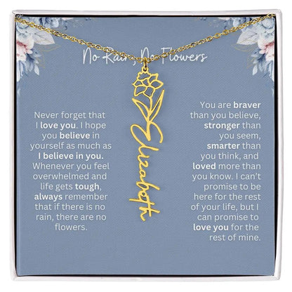 No Rain - No Flowers | Birth Necklace | Name Necklace | Custom Gift from Dad to Daughter and Bonus Daughter