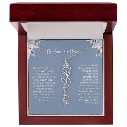 No Rain - No Flowers | Birth Necklace | Name Necklace | Custom Gift from Dad to Daughter and Bonus Daughter