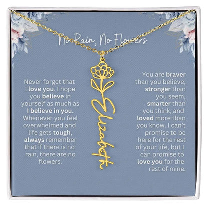 No Rain - No Flowers | Birth Necklace | Name Necklace | Custom Gift from Dad to Daughter and Bonus Daughter