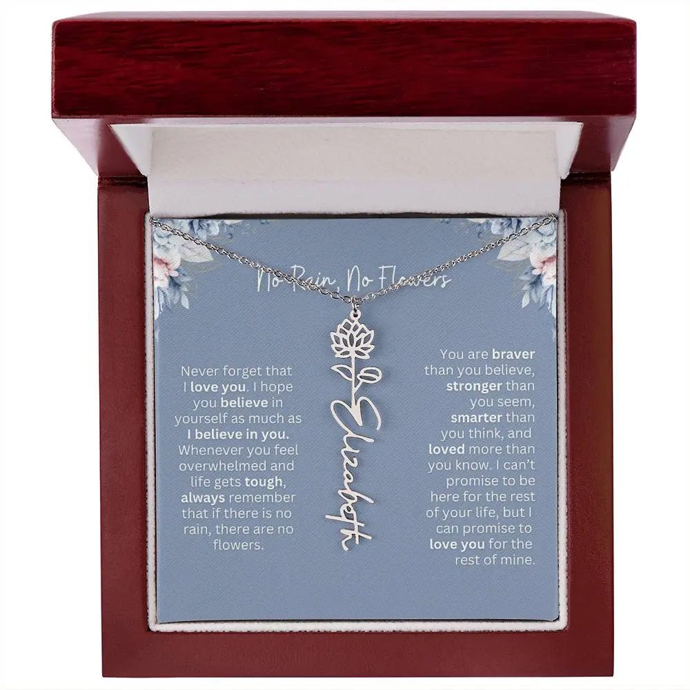 No Rain - No Flowers | Birth Necklace | Name Necklace | Custom Gift from Dad to Daughter and Bonus Daughter