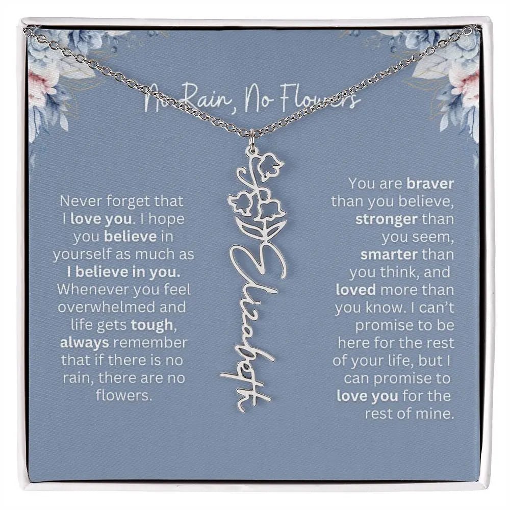 No Rain - No Flowers | Birth Necklace | Name Necklace | Custom Gift from Dad to Daughter and Bonus Daughter