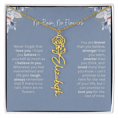 No Rain - No Flowers | Birth Necklace | Name Necklace | Custom Gift from Dad to Daughter and Bonus Daughter