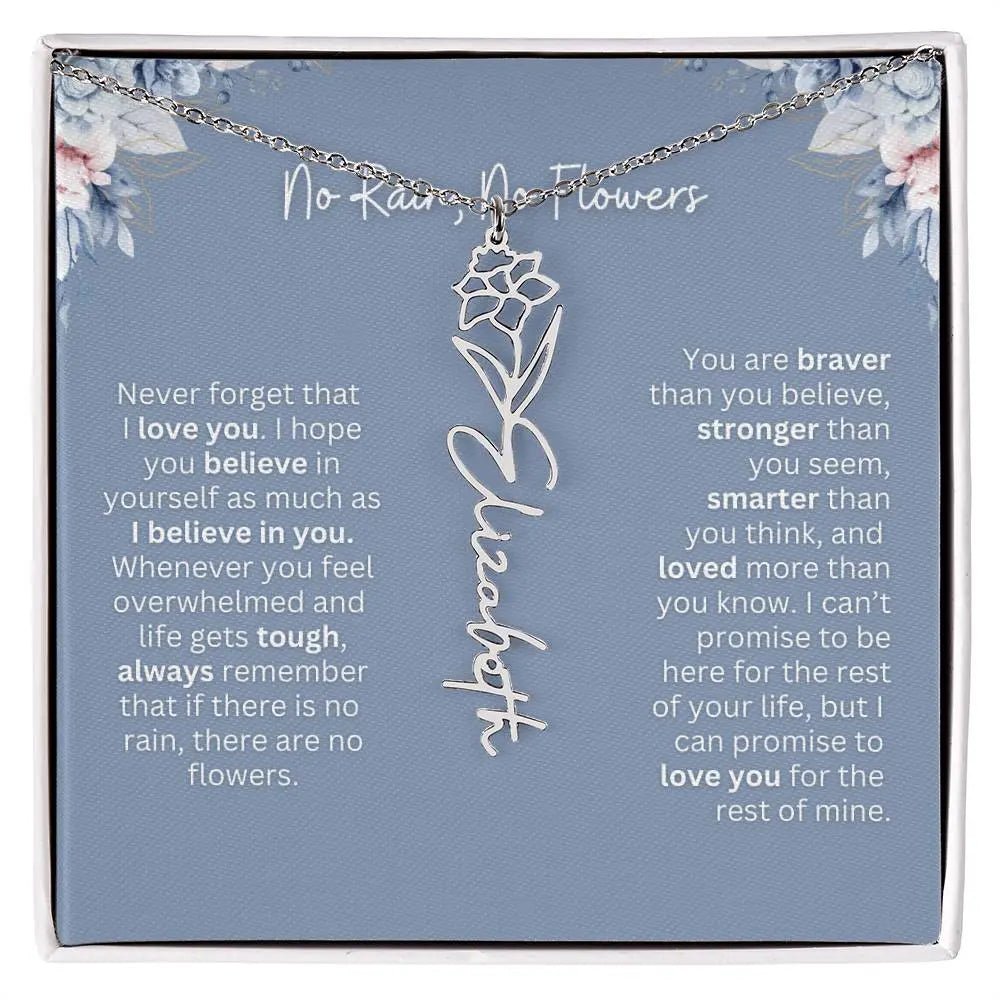 No Rain - No Flowers | Birth Necklace | Name Necklace | Custom Gift from Dad to Daughter and Bonus Daughter