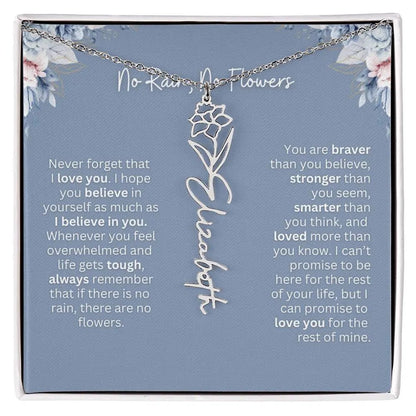 No Rain - No Flowers | Birth Necklace | Name Necklace | Custom Gift from Dad to Daughter and Bonus Daughter
