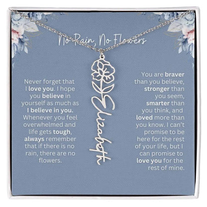 No Rain - No Flowers | Birth Necklace | Name Necklace | Custom Gift from Dad to Daughter and Bonus Daughter