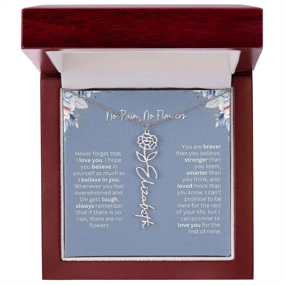 No Rain - No Flowers | Birth Necklace | Name Necklace | Custom Gift from Dad to Daughter and Bonus Daughter