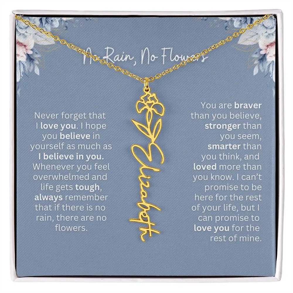 No Rain - No Flowers | Birth Necklace | Name Necklace | Custom Gift from Dad to Daughter and Bonus Daughter