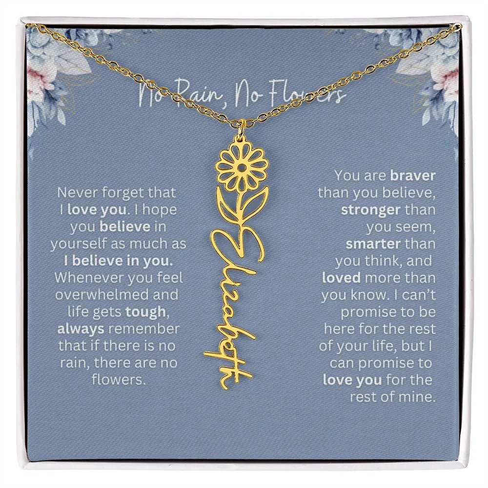 No Rain - No Flowers | Birth Necklace | Name Necklace | Custom Gift from Dad to Daughter and Bonus Daughter