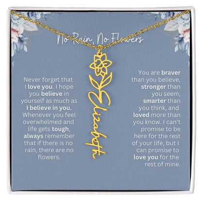 No Rain - No Flowers | Birth Necklace | Name Necklace | Custom Gift from Dad to Daughter and Bonus Daughter
