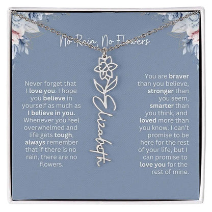 No Rain - No Flowers | Birth Necklace | Name Necklace | Custom Gift from Dad to Daughter and Bonus Daughter