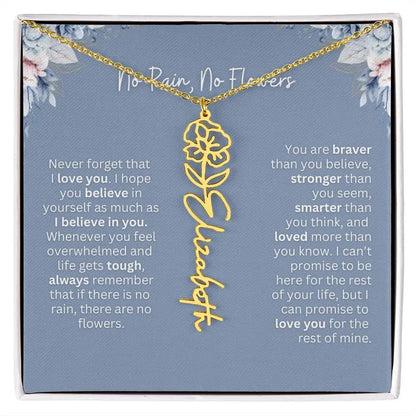 No Rain - No Flowers | Birth Necklace | Name Necklace | Custom Gift from Dad to Daughter and Bonus Daughter