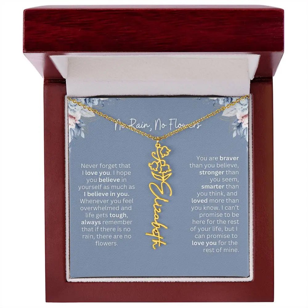 No Rain - No Flowers | Birth Necklace | Name Necklace | Custom Gift from Dad to Daughter and Bonus Daughter
