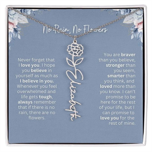 No Rain - No Flowers | Birth Necklace | Name Necklace | Custom Gift from Dad to Daughter and Bonus Daughter
