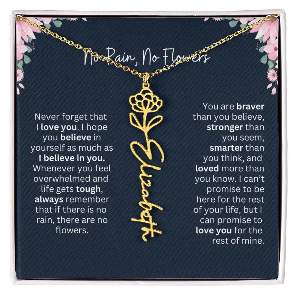 No Rain - No Flowers | Birth Necklace | Name Necklace | Custom Jewelry Gift for Daughters from Dad