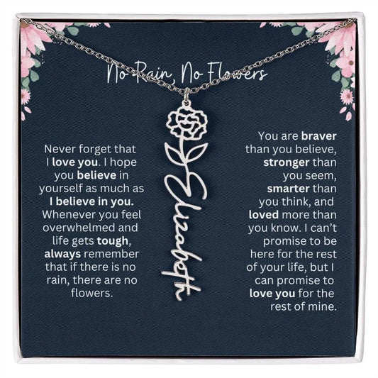 No Rain - No Flowers | Birth Necklace | Name Necklace | Custom Jewelry Gift for Daughters from Dad