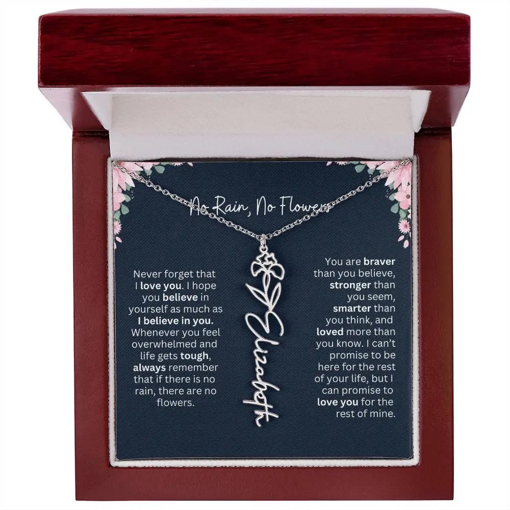 No Rain - No Flowers | Birth Necklace | Name Necklace | Custom Jewelry Gift for Daughters from Dad