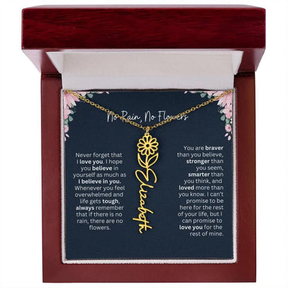 No Rain - No Flowers | Birth Necklace | Name Necklace | Custom Jewelry Gift for Daughters from Dad