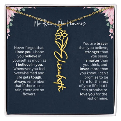 No Rain - No Flowers | Birth Necklace | Name Necklace | Custom Jewelry Gift for Daughters from Dad