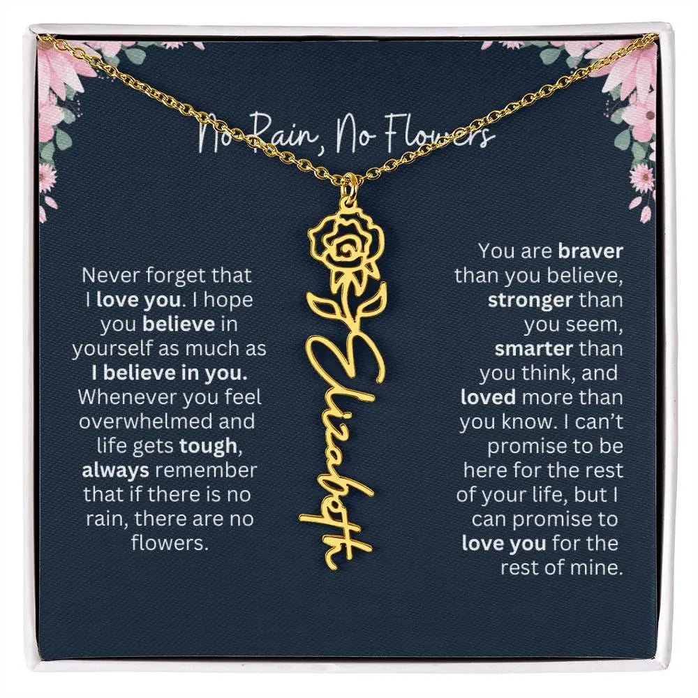 No Rain - No Flowers | Birth Necklace | Name Necklace | Custom Jewelry Gift for Daughters from Dad
