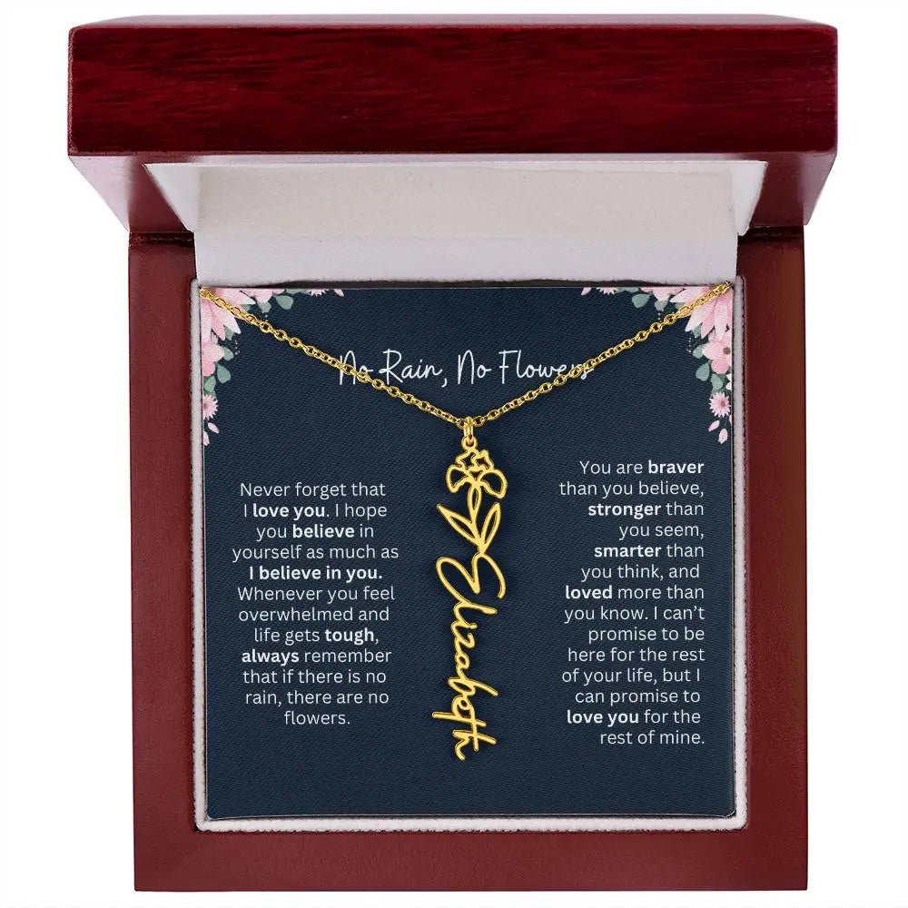 No Rain - No Flowers | Birth Necklace | Name Necklace | Custom Jewelry Gift for Daughters from Dad