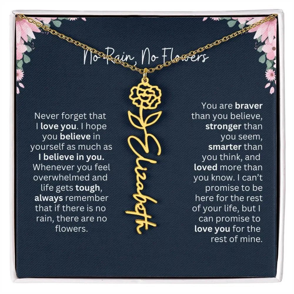 No Rain - No Flowers | Birth Necklace | Name Necklace | Custom Jewelry Gift for Daughters from Dad