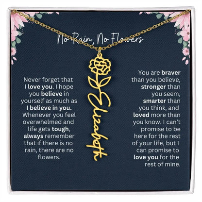No Rain - No Flowers | Birth Necklace | Name Necklace | Custom Jewelry Gift for Daughters from Dad