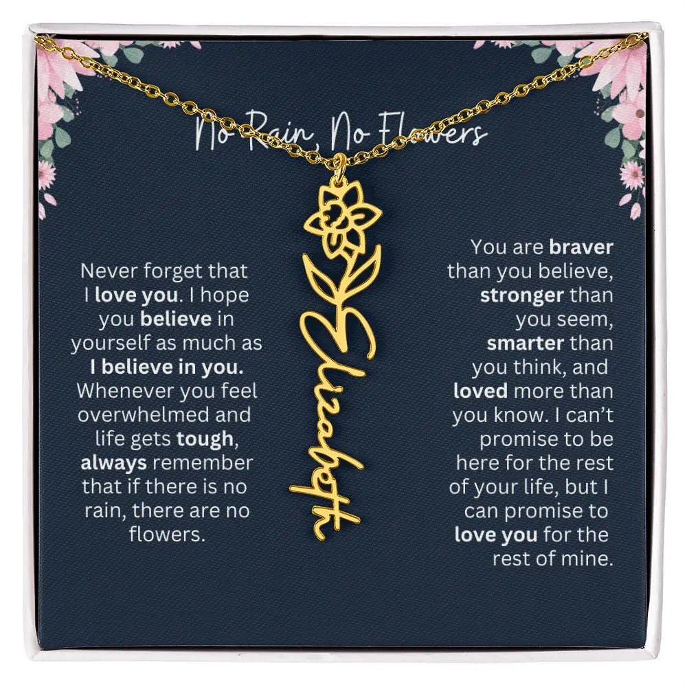 No Rain - No Flowers | Birth Necklace | Name Necklace | Custom Jewelry Gift for Daughters from Dad