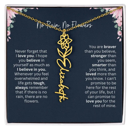 No Rain - No Flowers | Birth Necklace | Name Necklace | Custom Jewelry Gift for Daughters from Dad