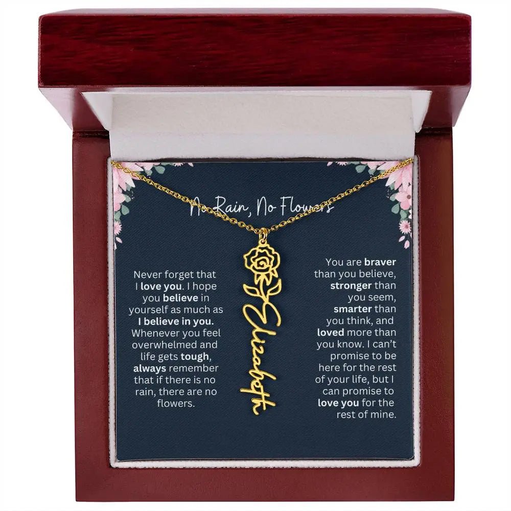 No Rain - No Flowers | Birth Necklace | Name Necklace | Custom Jewelry Gift for Daughters from Dad