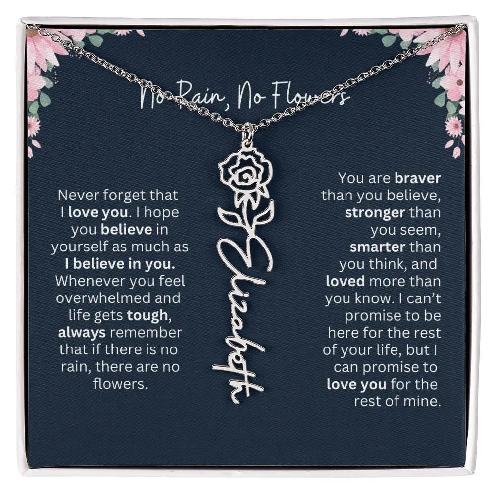 No Rain - No Flowers | Birth Necklace | Name Necklace | Custom Jewelry Gift for Daughters from Dad