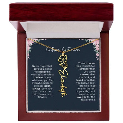 No Rain - No Flowers | Birth Necklace | Name Necklace | Custom Jewelry Gift for Daughters from Dad