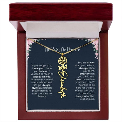 No Rain - No Flowers | Birth Necklace | Name Necklace | Custom Jewelry Gift for Daughters from Dad