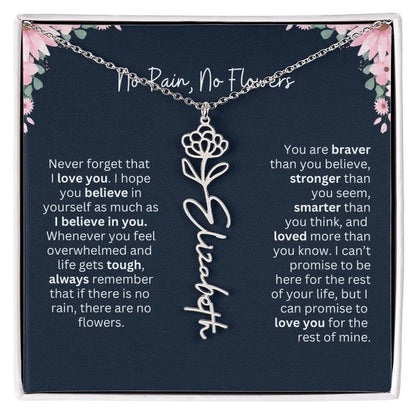 No Rain - No Flowers | Birth Necklace | Name Necklace | Custom Jewelry Gift for Daughters from Dad