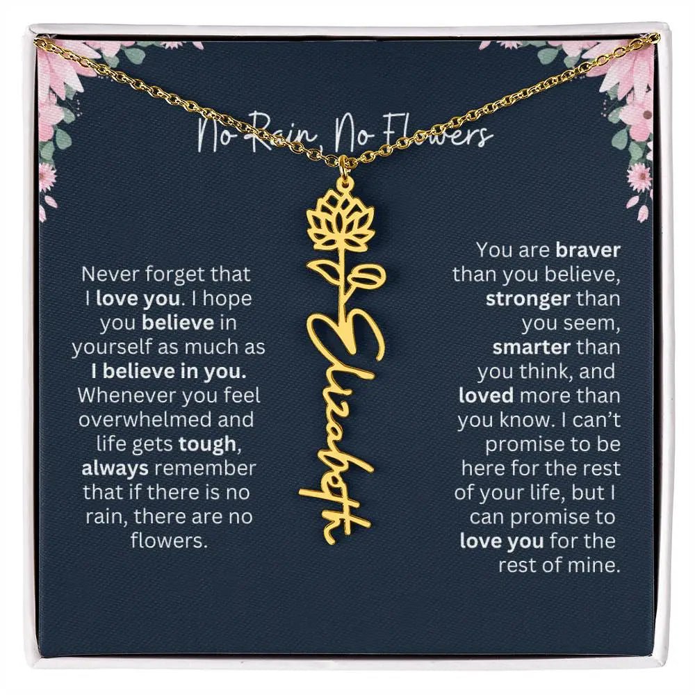 No Rain - No Flowers | Birth Necklace | Name Necklace | Custom Jewelry Gift for Daughters from Dad