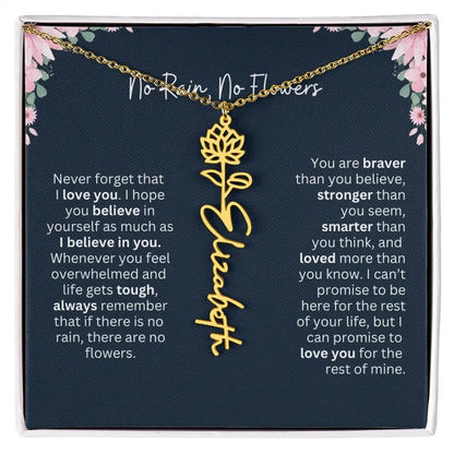 No Rain - No Flowers | Birth Necklace | Name Necklace | Custom Jewelry Gift for Daughters from Dad