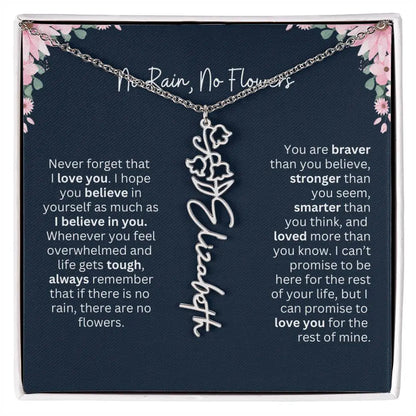 No Rain - No Flowers | Birth Necklace | Name Necklace | Custom Jewelry Gift for Daughters from Dad