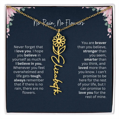No Rain - No Flowers | Birth Necklace | Name Necklace | Custom Jewelry Gift for Daughters from Dad