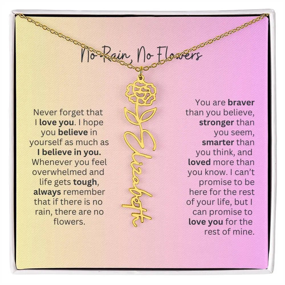 No Rain - No Flowers I Birth Necklace I Name Necklace I Pink