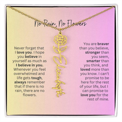 No Rain - No Flowers I Birth Necklace I Name Necklace I Pink