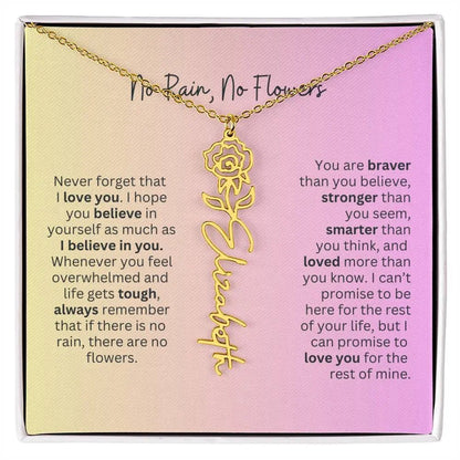 No Rain - No Flowers I Birth Necklace I Name Necklace I Pink