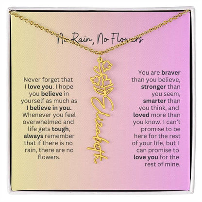 No Rain - No Flowers I Birth Necklace I Name Necklace I Pink