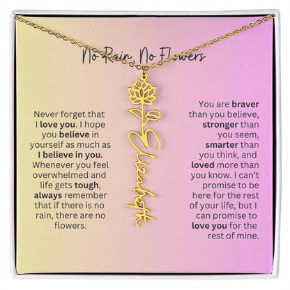 No Rain - No Flowers I Birth Necklace I Name Necklace I Pink