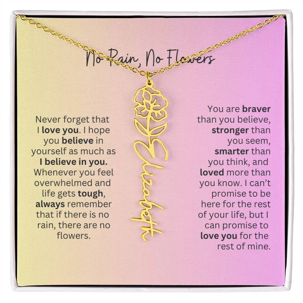No Rain - No Flowers I Birth Necklace I Name Necklace I Pink