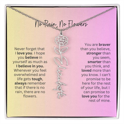 No Rain - No Flowers I Birth Necklace I Name Necklace I Pink