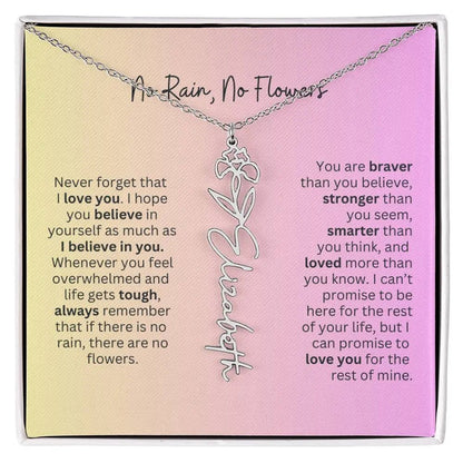 No Rain - No Flowers I Birth Necklace I Name Necklace I Pink