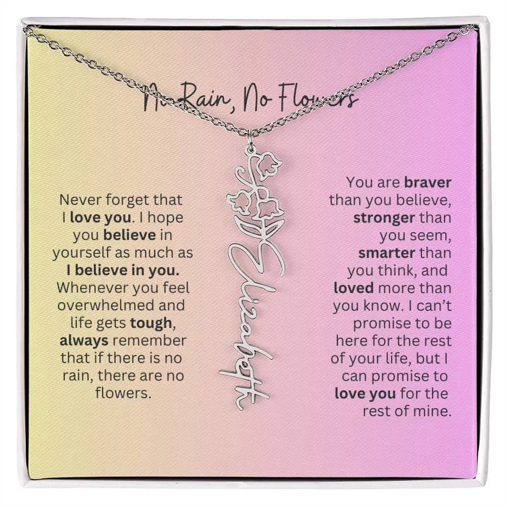No Rain - No Flowers I Birth Necklace I Name Necklace I Pink