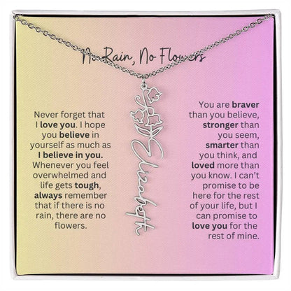 No Rain - No Flowers I Birth Necklace I Name Necklace I Pink