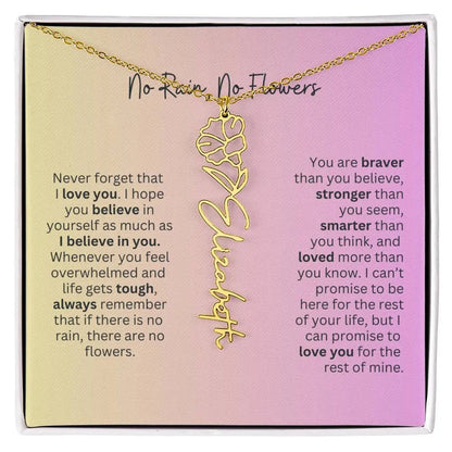 No Rain - No Flowers I Birth Necklace I Name Necklace I Pink